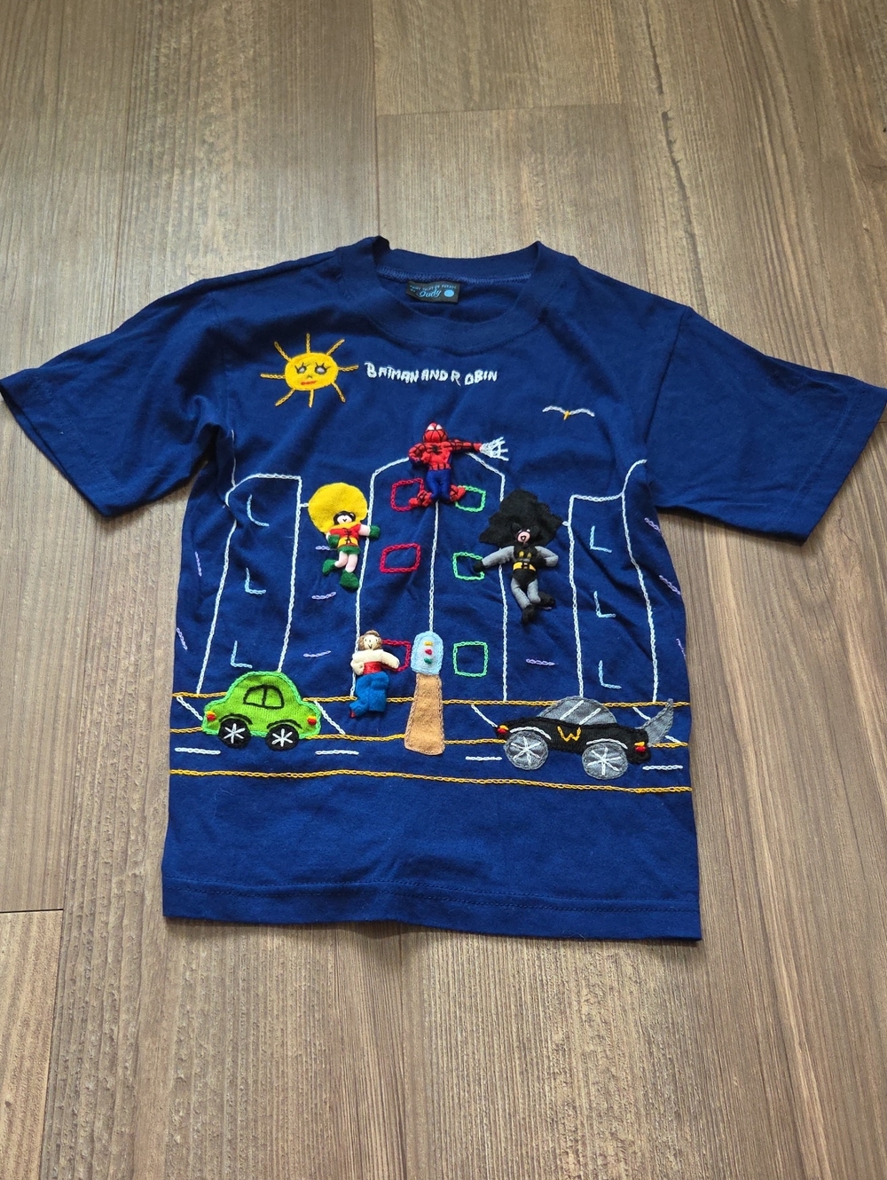 Children's Custom Navy Batman and Robin Appliqué T-Shirt
